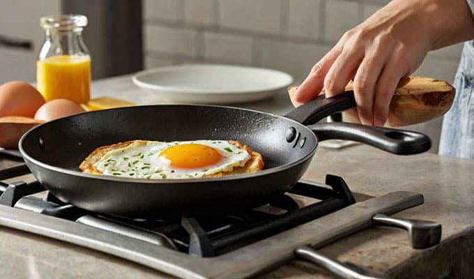 Diferencia entre cocinar huevos en una sartén acero inoxidable y una antiadherente